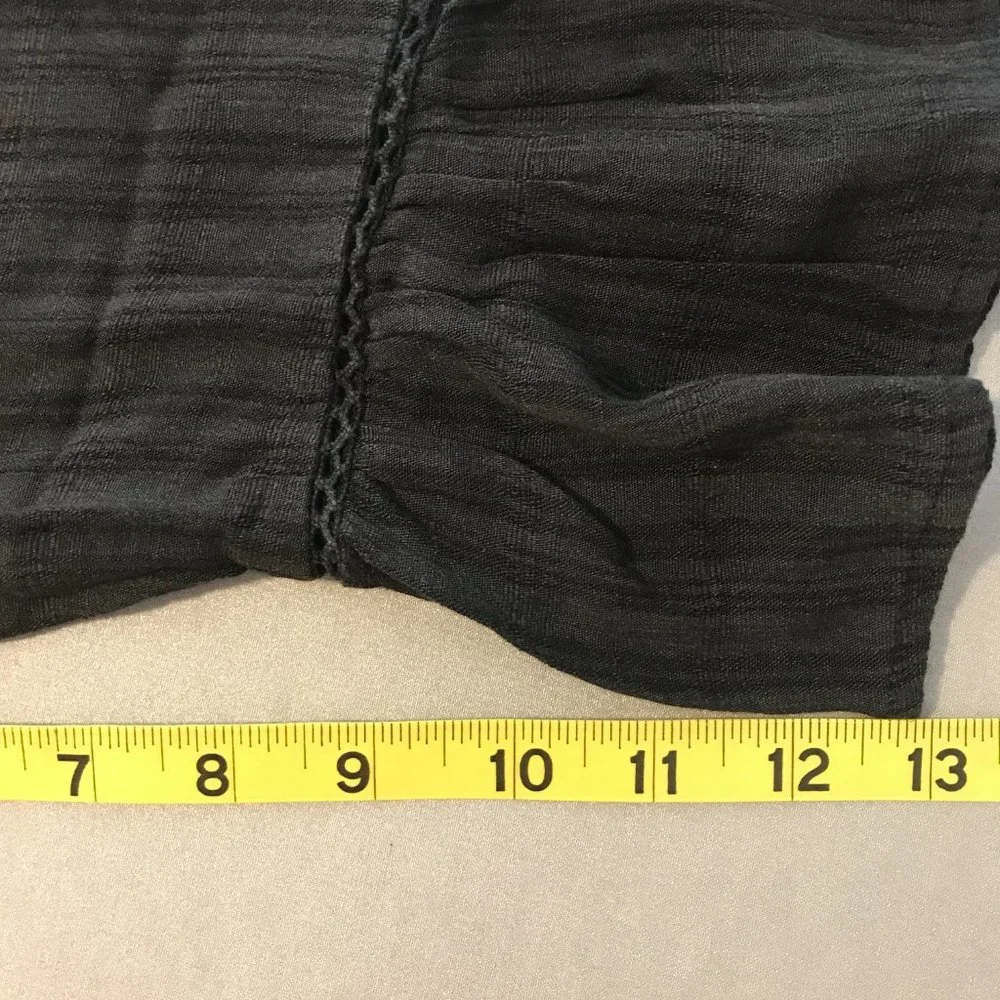 Knox Rose Women's Small Black Embroidered 3/4 Bell Long Sleeve Blouse - Picture 4 of 12